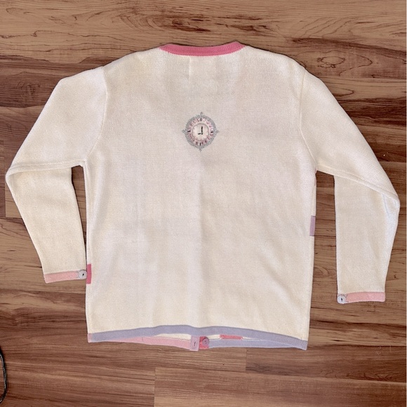 STORYBOOK KNITS Clock Watches Story Time VINTAGE Sweater Cardigan RARE Sz. M - Picture 8 of 8